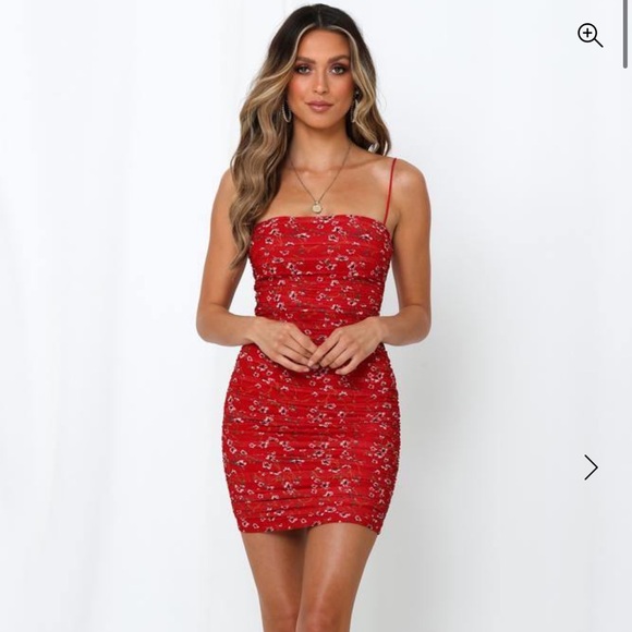 NEVER WORN - Hello Molly Got You Good Ruffled Lined Red Flower Dress - Picture 1 of 6